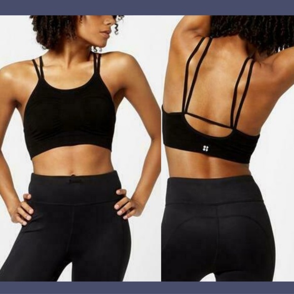 NWT $60 Sweaty Betty Brahma Bamboo Padded‎ Yoga Bra in Black [SZ XS ] - Picture 1 of 8